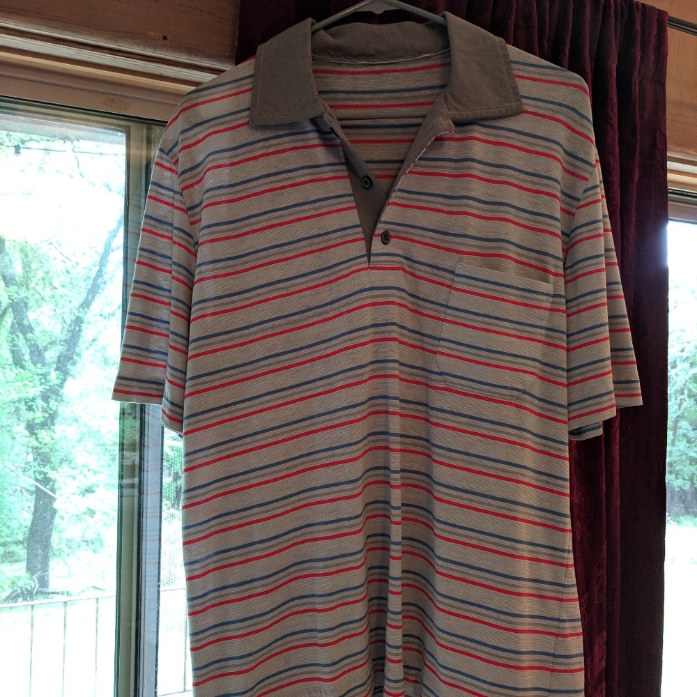 retro 80s striped/ collar t-shirt